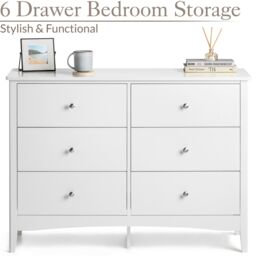 Christow White Chest of Drawers Modern 6 Drawer Bedroom Storage Unit Furniture Cabinet - thumbnail 2