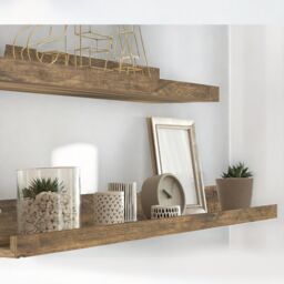 Rafaelo Mobilia Set of 3 Wall Mounted Shelves Industrial Rustic Brown - thumbnail 3