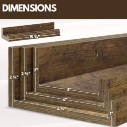 Rafaelo Mobilia Set of 3 Wall Mounted Shelves Industrial Rustic Brown - thumbnail 4