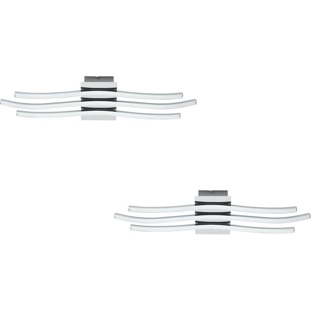Loops 2 PACK Wall Flush Ceiling Light Colour Chrome Shade White Plastic LED 26W Incl - image 1