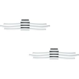 Loops 2 PACK Wall Flush Ceiling Light Colour Chrome Shade White Plastic LED 26W Incl - thumbnail 1