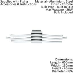 Loops 2 PACK Wall Flush Ceiling Light Colour Chrome Shade White Plastic LED 26W Incl - thumbnail 2