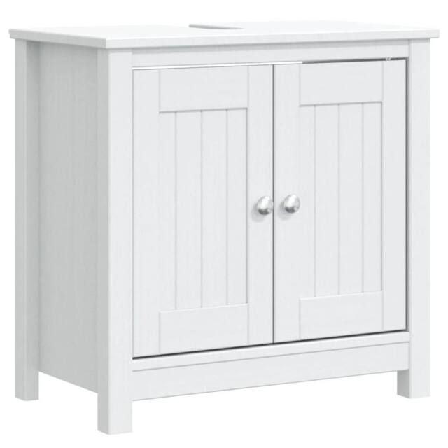 Berkfield Home Beautiful 2 Piece Bathroom Furniture Set BERG White Solid Wood Pine - image 1