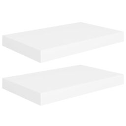 Berkfield Home Floating Wall Shelves 2 pcs White 40x23x3.8 cm MDF - thumbnail 2