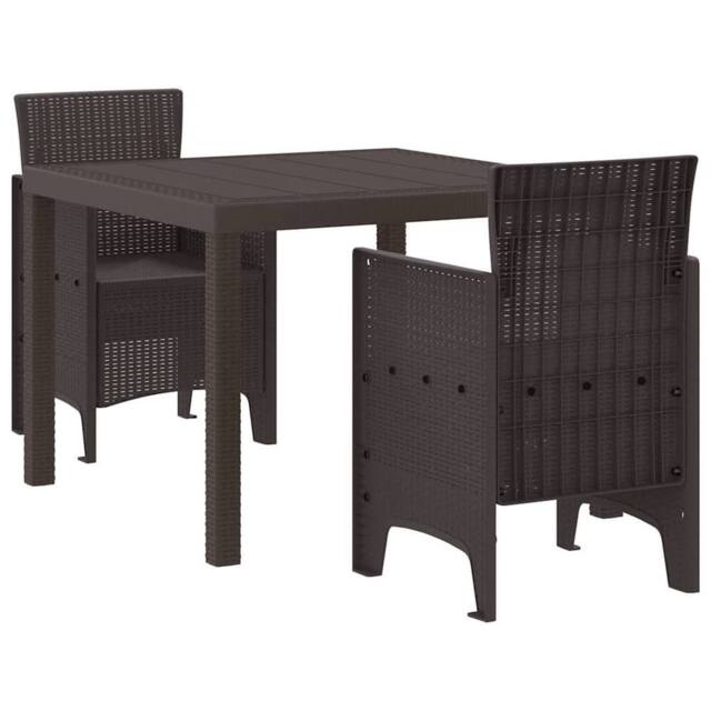 Berkfield Home Garden Dining Set Set of 3 Dark Brown Polypropylene Resin - image 1