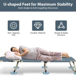 Kelvenix Camping Bed Sun Lounger Folding Camp Bed with Pillow Camp Bed in Blue - thumbnail 6