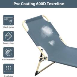 Kelvenix Camping Bed Sun Lounger Folding Camp Bed with Pillow Camp Bed in Blue - thumbnail 4