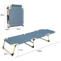 Kelvenix Camping Bed Sun Lounger Folding Camp Bed with Pillow Camp Bed in Blue - thumbnail 2