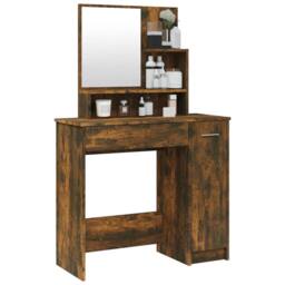 Berkfield Home Dressing Table with Mirror Smoked Oak 86.5x35x136 cm in Brown - thumbnail 4