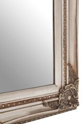 Orsina Baroque Rectangular Wall Mirror, Silver Finish Wooden Mirror With Motifs, Antique Wall Mirror, Statement Mirror in Grey - thumbnail 5
