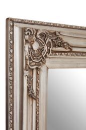 Orsina Baroque Rectangular Wall Mirror, Silver Finish Wooden Mirror With Motifs, Antique Wall Mirror, Statement Mirror in Grey - thumbnail 3