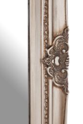 Orsina Baroque Rectangular Wall Mirror, Silver Finish Wooden Mirror With Motifs, Antique Wall Mirror, Statement Mirror in Grey - thumbnail 4