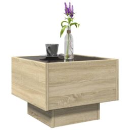 Berkfield Home Side Table with LED Sonoma Oak 40x40x30 cm Engineered Wood in Brown - Size: 40 x 40 x 30 cm - thumbnail 5