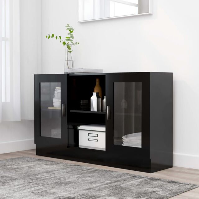 Berkfield Home Vitrine Cabinet Black 120x30.5x70 cm Engineered Wood - image 1
