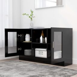 Berkfield Home Vitrine Cabinet Black 120x30.5x70 cm Engineered Wood - thumbnail 3