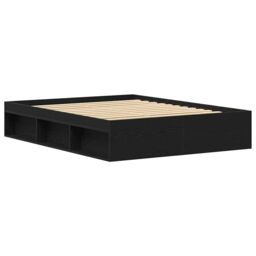 Berkfield Home Bed Frame without Mattress Black Oak 160x200 cm Engineered Wood in Brown - thumbnail 4