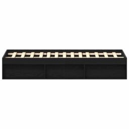 Berkfield Home Bed Frame without Mattress Black Oak 160x200 cm Engineered Wood in Brown - thumbnail 6