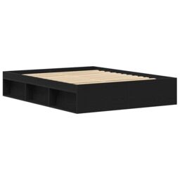 Berkfield Home Bed Frame without Mattress Black Oak 160x200 cm Engineered Wood in Brown - thumbnail 7