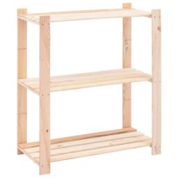 Berkfield Home Durable 3-Tier Storage Racks 2 pcs 80x38x90 cm Solid Pinewood 150 kg in Beige - Size: 80 x 38 x 90 cm