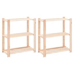 Berkfield Home Durable 3-Tier Storage Racks 2 pcs 80x38x90 cm Solid Pinewood 150 kg in Beige - Size: 80 x 38 x 90 cm - thumbnail 2