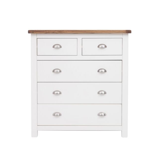 Cabinet Bits Lovere 5 Drawer Chest of Drawers Chrome Cup Handle in Off-White - image 1