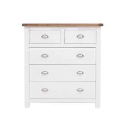 Cabinet Bits Lovere 5 Drawer Chest of Drawers Chrome Cup Handle in Off-White - thumbnail 1