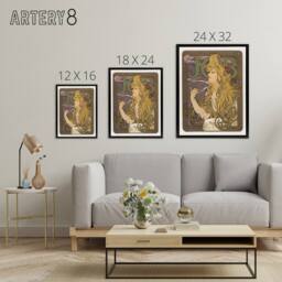 "Artery8 Job Paper Vintage Advert Art Nouveau Framed Canvas Wall Art Print Mucha in Purple - Size: W12"" x H16""" - thumbnail 4