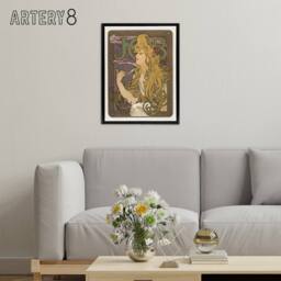"Artery8 Job Paper Vintage Advert Art Nouveau Framed Canvas Wall Art Print Mucha in Purple - Size: W12"" x H16""" - thumbnail 3