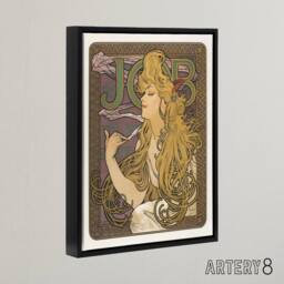 "Artery8 Job Paper Vintage Advert Art Nouveau Framed Canvas Wall Art Print Mucha in Purple - Size: W12"" x H16""" - thumbnail 2
