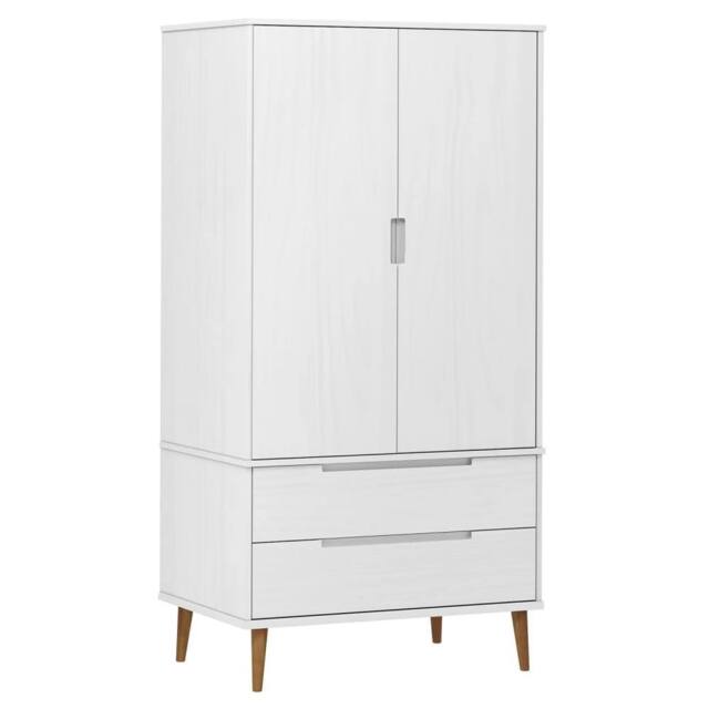 Berkfield Home Wardrobe MOLDE White 90x55x175 cm Solid Wood Pine - Size: 90 x 55 x 175 cm - image 1