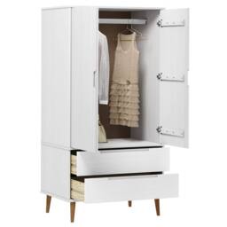 Berkfield Home Wardrobe MOLDE White 90x55x175 cm Solid Wood Pine - Size: 90 x 55 x 175 cm - thumbnail 3