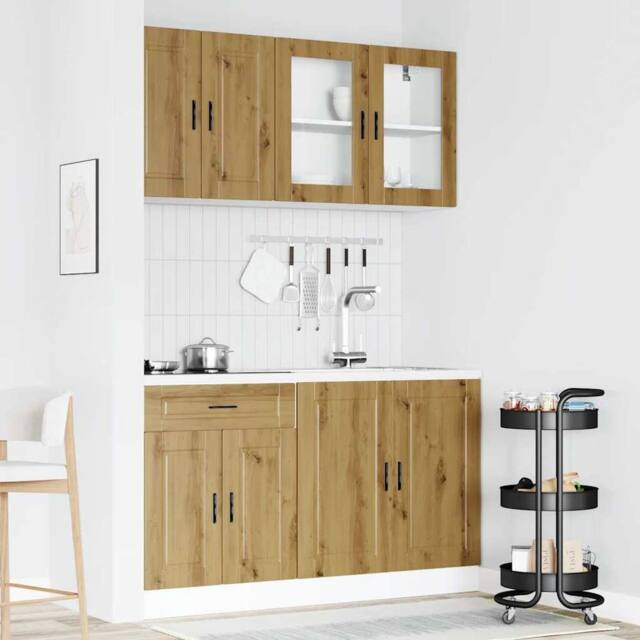 Berkfield Home Elegant 4 Piece Kitchen Cabinet Set Kalmar Artisan Oak Engineered Wood in Brown - image 1