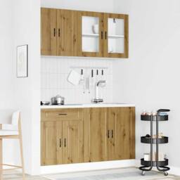 Berkfield Home Elegant 4 Piece Kitchen Cabinet Set Kalmar Artisan Oak Engineered Wood in Brown - thumbnail 1