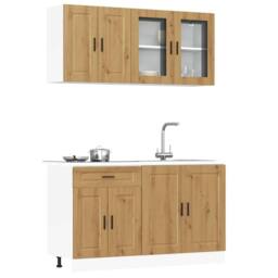 Berkfield Home Elegant 4 Piece Kitchen Cabinet Set Kalmar Artisan Oak Engineered Wood in Brown - thumbnail 2