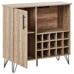 Wyld and Coco Light Brown Wine Built In Rack Matte Particleboard Metal Legs - thumbnail 4