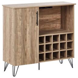 Wyld and Coco Light Brown Wine Built In Rack Matte Particleboard Metal Legs - thumbnail 2