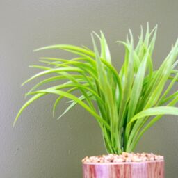 Leaf Artificial 35cm Grass Plant Contemporary Ceramic Planter Metal Stand in Green - thumbnail 3