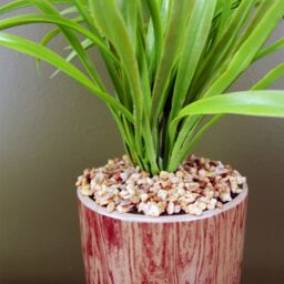 Leaf Artificial 35cm Grass Plant Contemporary Ceramic Planter Metal Stand in Green - thumbnail 2