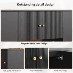 Rolipo Modern Black Kitchen Island with Fold-Down Tabletop & Storage - thumbnail 4