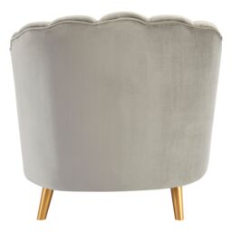 Orsina Velvet Scalloped Armchair, Supportive Armrest Lounge Chair, Easy to Clean Velvet Accent Chair in Grey - thumbnail 5