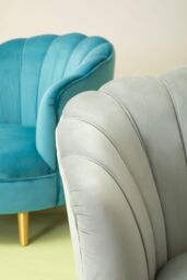 Orsina Velvet Scalloped Armchair, Supportive Armrest Lounge Chair, Easy to Clean Velvet Accent Chair in Grey - thumbnail 4