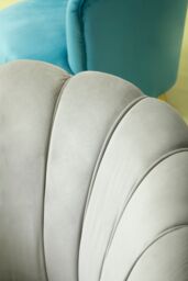 Orsina Velvet Scalloped Armchair, Supportive Armrest Lounge Chair, Easy to Clean Velvet Accent Chair in Grey - thumbnail 2