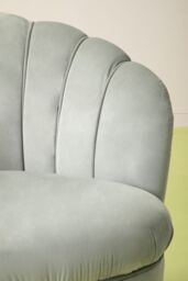 Orsina Velvet Scalloped Armchair, Supportive Armrest Lounge Chair, Easy to Clean Velvet Accent Chair in Grey - thumbnail 3