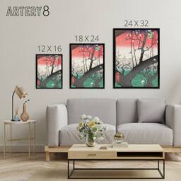 "Artery8 Plum Orchard of Kameido Framed Canvas Wall Art Print Utagawa Hiroshige - Size: W12"" x H16""" - thumbnail 4