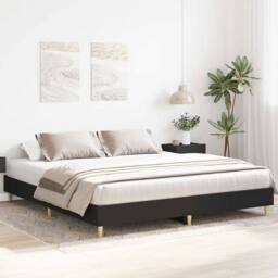 Berkfield Home Bed Frame without Mattress Black 180x200cm Engineered Wood - Size: Super King - thumbnail 3