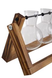 Garden Sanctuary Plant Propagation Station with 5 Bulbs Shape Hydroponic Glass Vase & Wooden Stand in Clear - thumbnail 5
