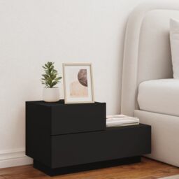 Berkfield Home Bedside Cabinet with LED Lights Black 70x36x40.5 cm - thumbnail 3
