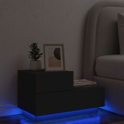 Berkfield Home Bedside Cabinet with LED Lights Black 70x36x40.5 cm - thumbnail 1