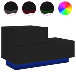 Berkfield Home Bedside Cabinet with LED Lights Black 70x36x40.5 cm - thumbnail 2