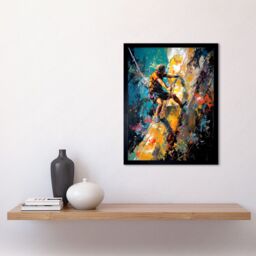 "Artery8 Wall Art Print Rock Climber Climbing Multicoloured Mountain Cliff Art Framed in Black - Size: W12"" x H16""" - thumbnail 2